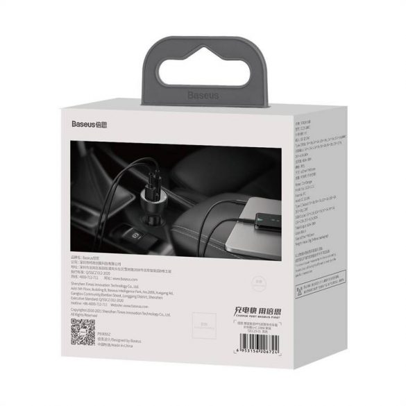 Încărcător auto USB Baseus Superme, USB-C, 100W + cablu USB-C (negru)