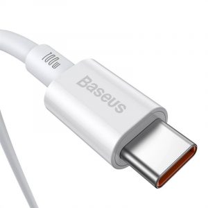 Cablu USB-C la USB-C din seria Baseus Superior, 100 W, 1 m (alb)