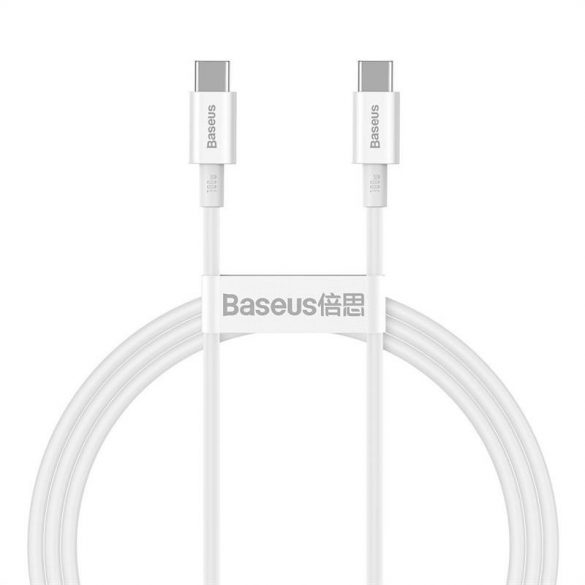 Cablu USB-C la USB-C din seria Baseus Superior, 100 W, 1 m (alb)