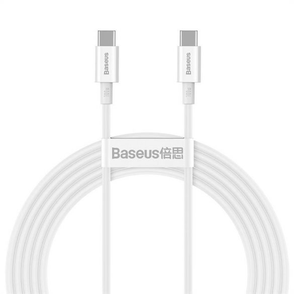 Cablu USB-C la USB-C din seria Baseus Superior, 100 W, 2 m (alb)