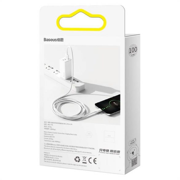 Cablu USB-Micro USB din seria Baseus Superior, 2A, 1m (alb)