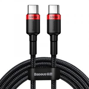 Baseus Cafule USB-C - Cablu USB-C, QC 3.0, PD 2.0, 100 W, 5A, 2 m (roșu-negru)