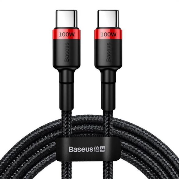 Baseus Cafule USB-C - Cablu USB-C, QC 3.0, PD 2.0, 100 W, 5A, 2 m (roșu-negru)