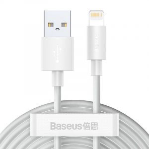 Cablu USB pentru Lightning Baseus Simple Wisdom, 2.4A, 1.5m (alb) 2 buc.