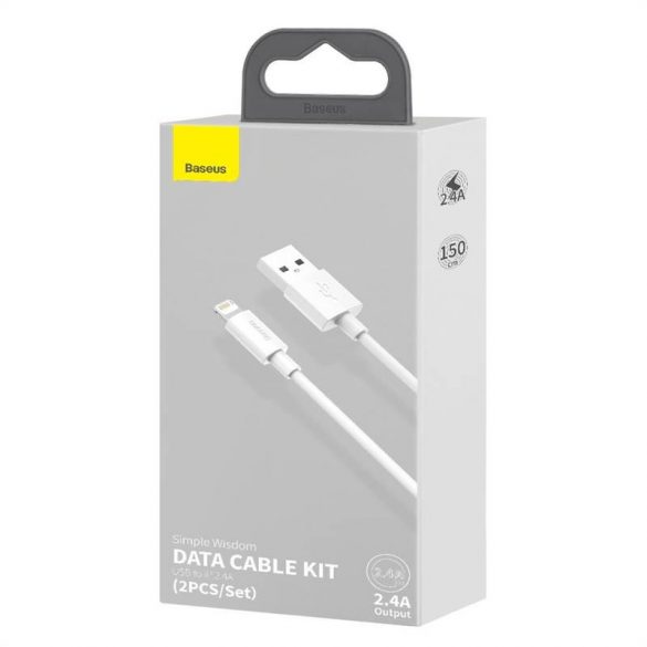 Cablu USB pentru Lightning Baseus Simple Wisdom, 2.4A, 1.5m (alb) 2 buc.