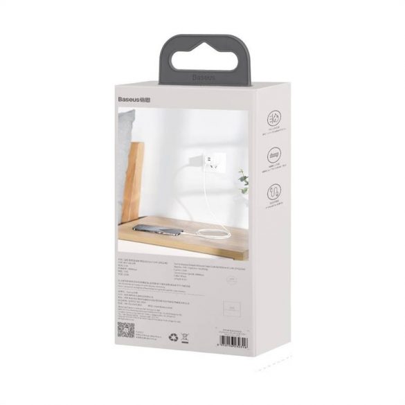 Cablu USB-C pentru Lightning Baseus Simple Wisdom, PD, 20W, 1,5m (alb) 2 buc.