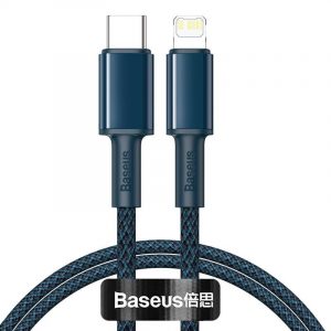 Cablu USB-C la Lightning Baseus, împletit de înaltă densitate, 20W, 5A, PD, 1m (albastru)