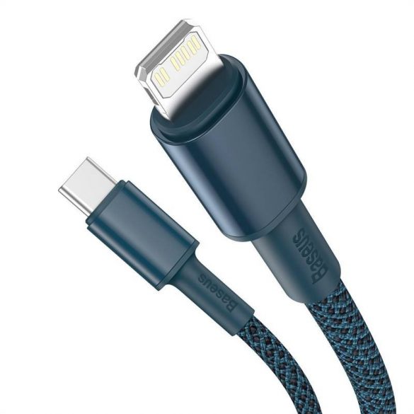 Cablu USB-C la Lightning Baseus, împletit de înaltă densitate, 20W, 5A, PD, 1m (albastru)