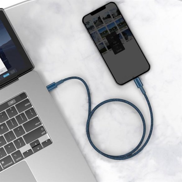 Cablu USB-C la Lightning Baseus, împletit de înaltă densitate, 20W, 5A, PD, 1m (albastru)