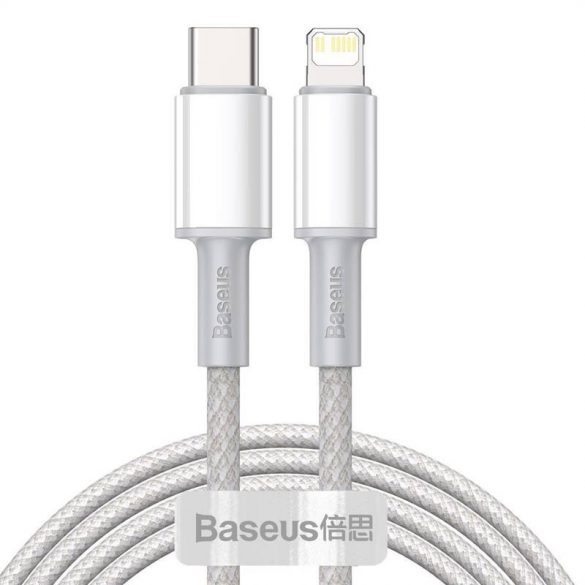 Cablu USB-C pentru Lightning Baseus, împletit de înaltă densitate, 20 W, PD, 2 m (alb)