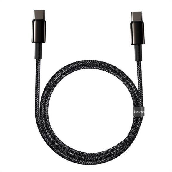 Cablu USB-C la USB-C Baseus Tungsten Gold, 100 W, 1 m (negru)