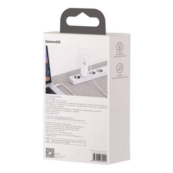 Încărcător de perete Baseus GaN2 Lite, USB + USB-C, 65 W, UE (alb)