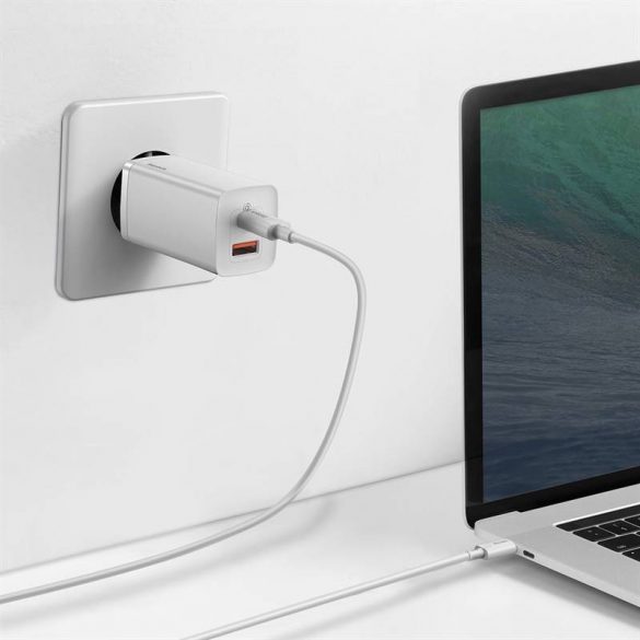 Încărcător de perete Baseus GaN2 Lite, USB + USB-C, 65 W, UE (alb)