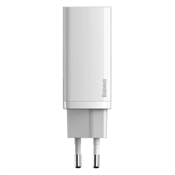 Încărcător de perete Baseus GaN2 Lite, USB + USB-C, 65 W, UE (alb)