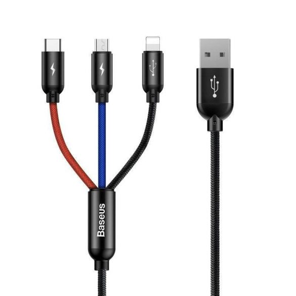 Cablu USB-C 3 în 1 Baseus / Lightning / Micro USB 3,5 A 0,3 m (negru)