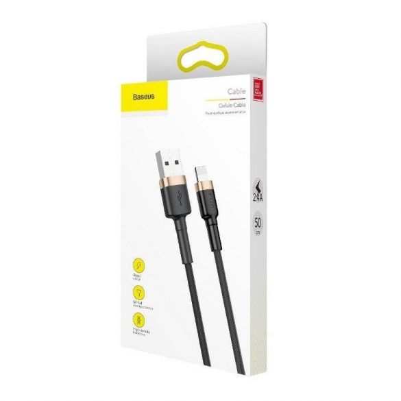 Cablu USB Lightning Baseus Cafule 2.4A 1 m (auriu-negru)