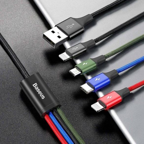 Cablu Baseus Fast 4 în 1 USB-C / 2x Lightning / Micro 3,5A 1,2 m (negru)