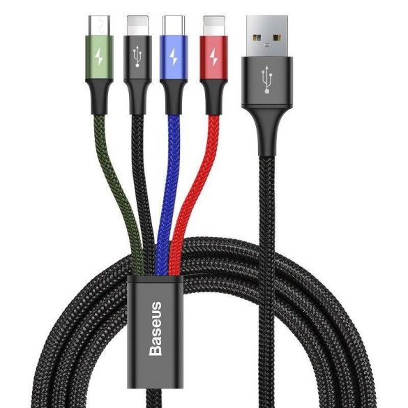 Cablu Baseus Fast 4 în 1 USB-C / 2x Lightning / Micro 3,5A 1,2 m (negru)