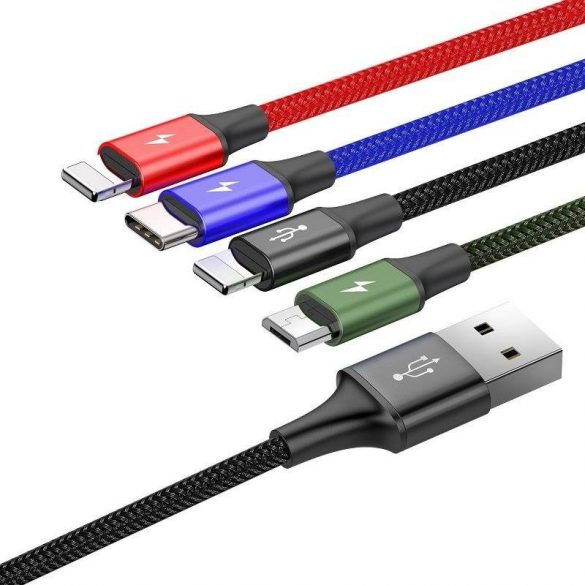 Cablu Baseus Fast 4 în 1 USB-C / 2x Lightning / Micro 3,5A 1,2 m (negru)