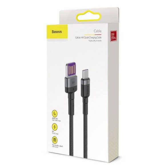 Cablu USB-USB-C Baseus Cafule Huawei SuperCharge, QC 3.0, 5A 1m (negru-gri)