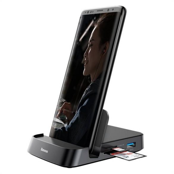 Baseus Mate Docking Station pentru smartphone-uri Huawei și Samsung, HUB USB-C, 15 W (negru)