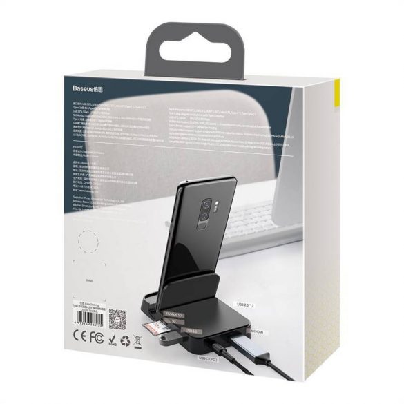 Baseus Mate Docking Station pentru smartphone-uri Huawei și Samsung, HUB USB-C, 15 W (negru)