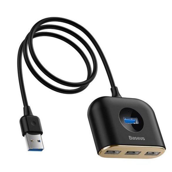 HUB USB 3.0 Baseus Square Round 4 în 1 - 1x USB 3.0 + 3x USB 2.0, 1 m (negru)