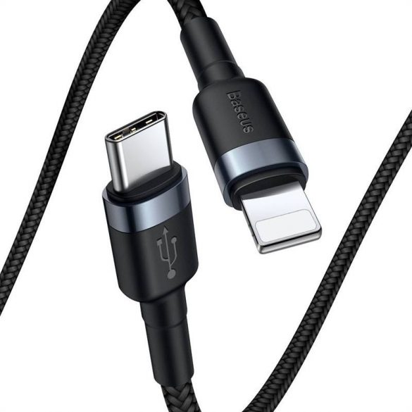 Cablu USB-C-Lightning PD Baseus Cafule, 18 W, 1 m (negru/gri)