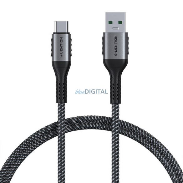 Cablu de încărcare rapidă de la USB-A 3.1 la USB-C Lention CB-ACE-6A1M, 6A, 10 Gbps, 0,5 m (negru)