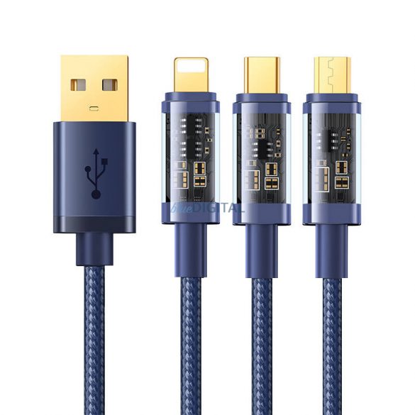 Joyroom S-1T3015A5 USB-A - Cablu tip C/Lightning/microUSB 3,5A 1,2m - albastru