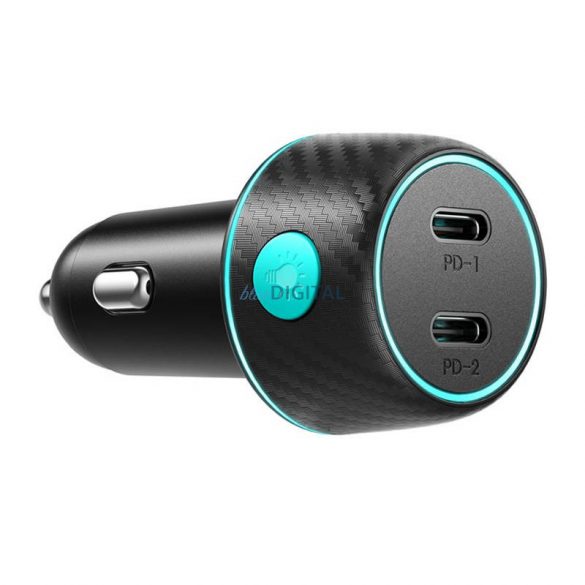 Încărcător auto Joyroom CCN02 cu conexiune 2xUSB-C PD 70W - negru