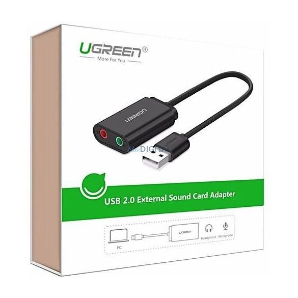 Placă de sunet externă USB UGREEN de 15 cm (negru)