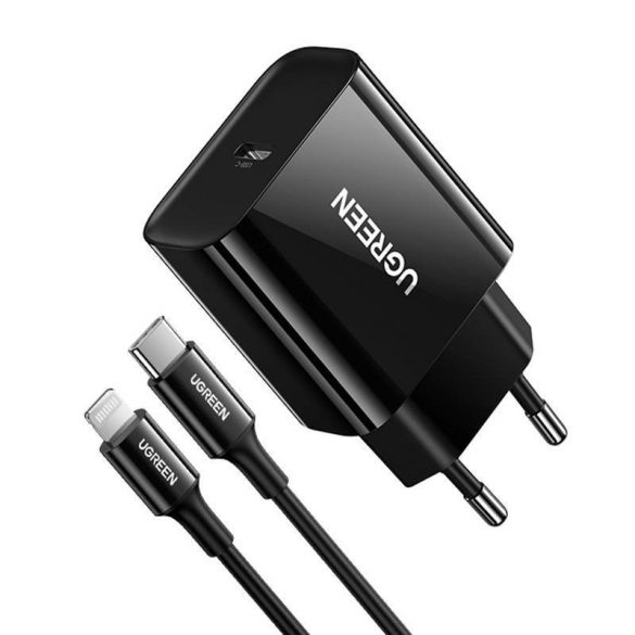 Încărcător rapid EU UGREEN, USB-C 20W, PD 3.0 (negru)