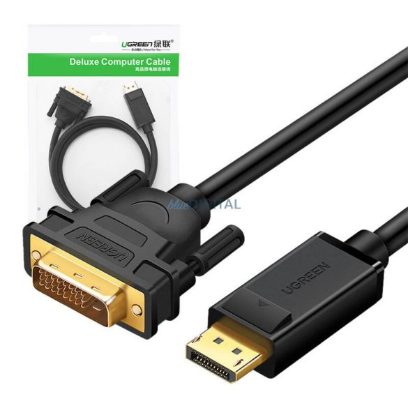 Cablu DisplayPort către DVI UGREEN DP103, FullHD, unidirecțional, 1,5m (negru)