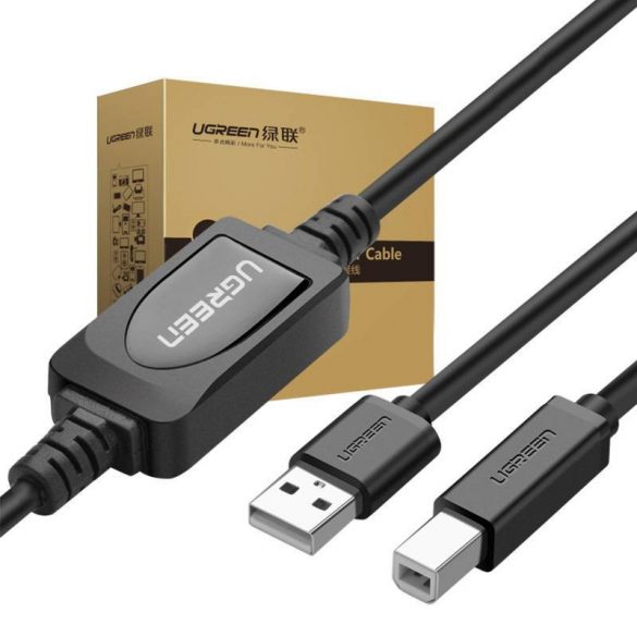 Cablu de imprimantă UGREEN US122 activ USB 2.0 AB, 15 m (negru)