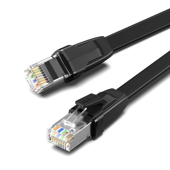 UGREEN NW134 Cablu de rețea plat cu conectori metalici, Ethernet RJ45, Cat.8, U / FTP, 5 m (negru)