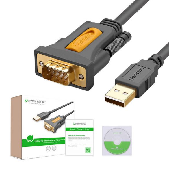 Cablu USB la DB9 RS-232 Ugreen CR104, 2m (negru)