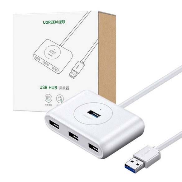 Hub Ugreen CR113 USB la 4x USB 3.0 5Gbps, 1m (alb)