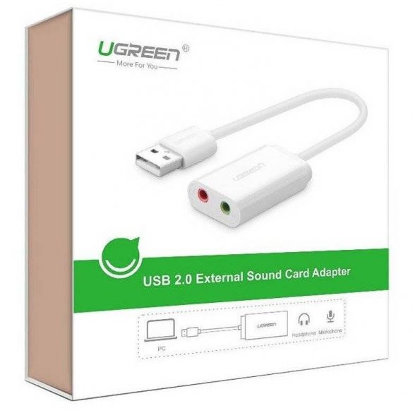 Placă de sunet externă USB UGREEN de 15 cm (alb)