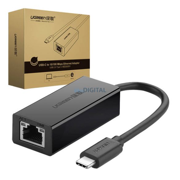 Conector extern Gigabit RJ45 USB-C la conector USB-C UGREEN 30287, 10/100 Mbps (negru)