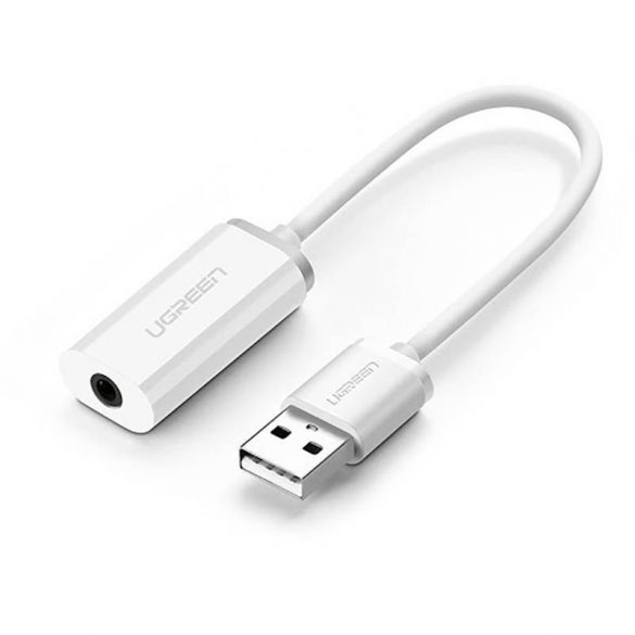 UGREEN US206 adaptor audio, USB-mini Jack 3,5 mm-es AUX (alb)