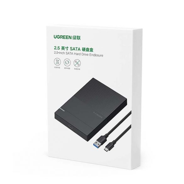 Carcasă HDD/SSD externă de 2,5" UGREEN CM471, USB-A 3.2 Gen 1 5Gbps (negru)