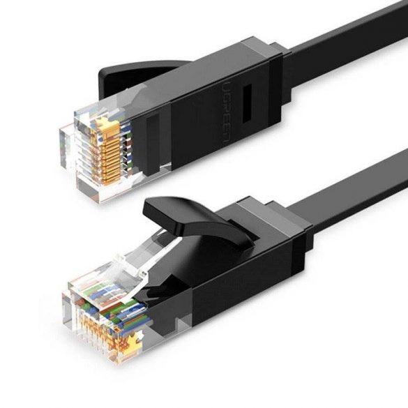 Cablu de rețea plat UGREEN Ethernet RJ45, Cat.6, UTP, 8 m (negru)