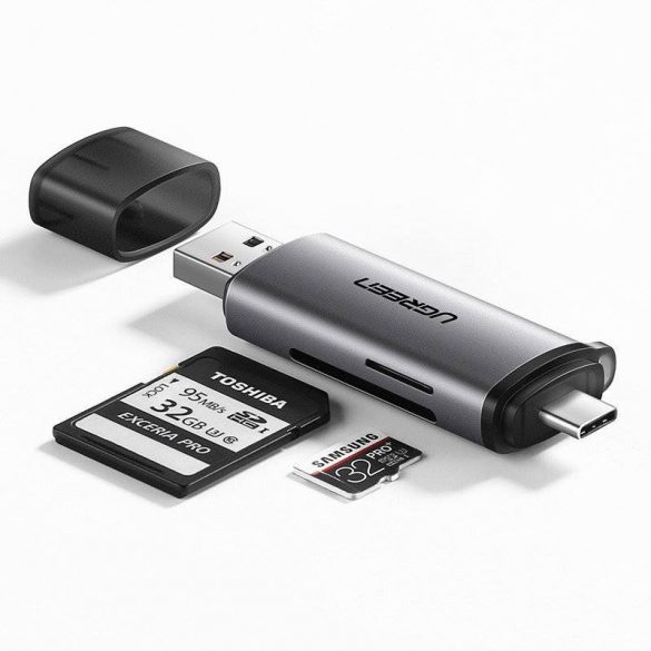 UGREEN USB + USB-C adaptor SD + cititor de carduri microSD (gri)