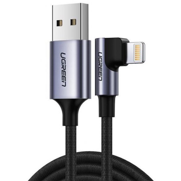 Cablu USB Lightning UGREEN US299 în unghi, MFi, 1 m (negru)