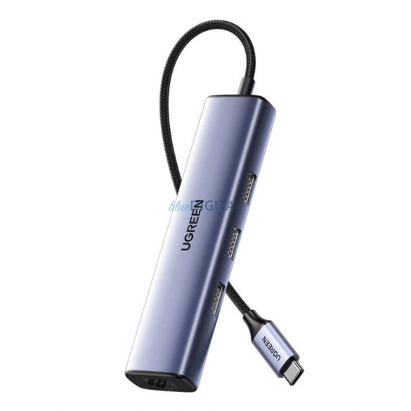 Adaptor UGREEN CM475 Hub USB-C 3x USB 3.0, RJ45, USB-C PD (gri)