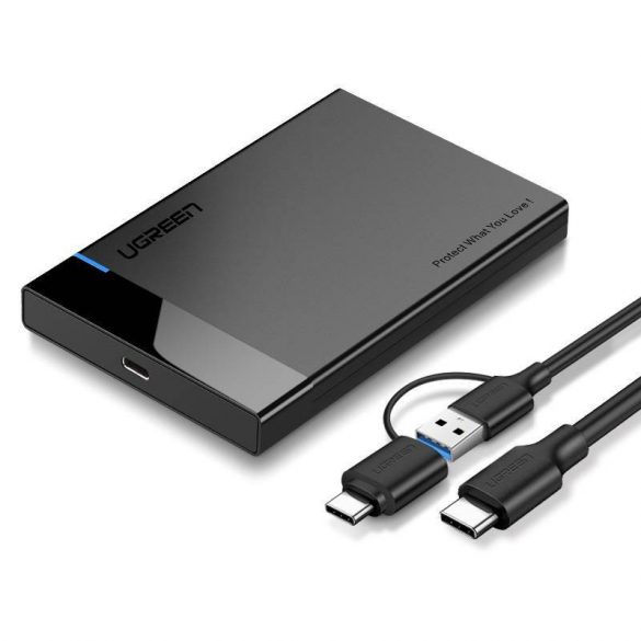 Carcasă externă UGREEN US221 2.5 HDD / SSD, SATA, USB 3.0 + USB-C - USB-C 3.1 (negru)