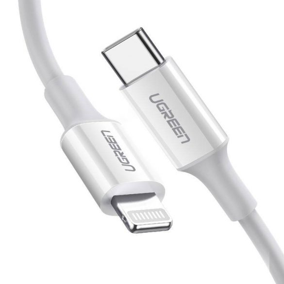 Cablu USB-C Lightning UGREEN US171, 3A, 0,25 m (alb)