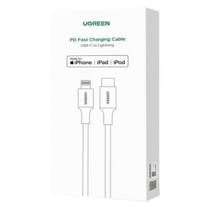 Cablu Lightning USB-C UGREEN 3A US171, 1,5 m (alb)