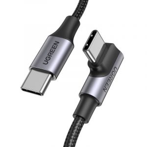 Cablu USB-C-USB-C, unghiular UGREEN US334 5A, PD 100W, 1m (negru)